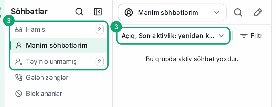 Siyahının filtrini yoxlayın
