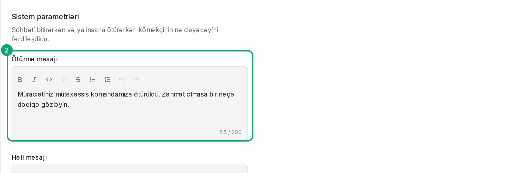 Ötürmə mesajını yazın