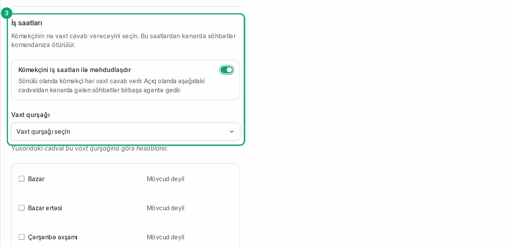 İş saatlarını qurun