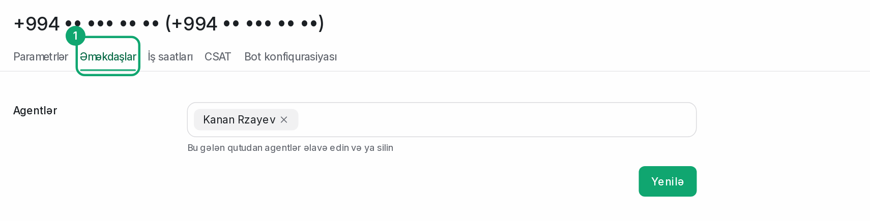 Kanalın Əməkdaşlar bölməsini açın