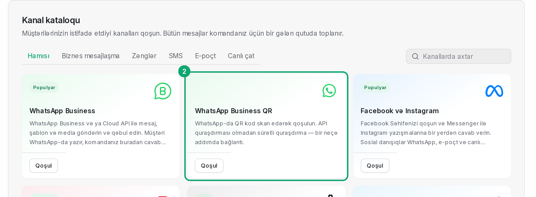 WhatsApp Business QR kartını seçin