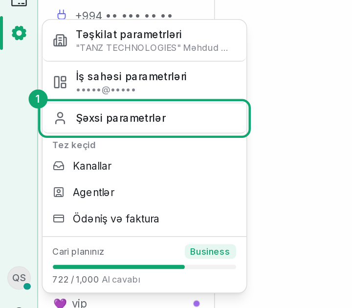 Profil parametrlərini açın